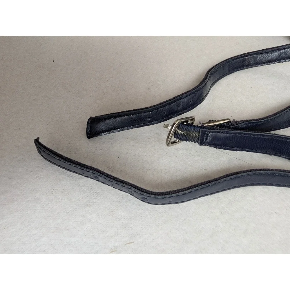 American Eagle Womens 7W Navy Stripe Bow Espadrille Platform Wedge Sandals